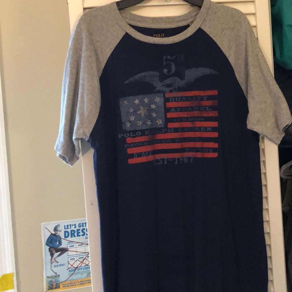 Ralph Lauren By Polo Boys Raglan Tee Shirt Blue